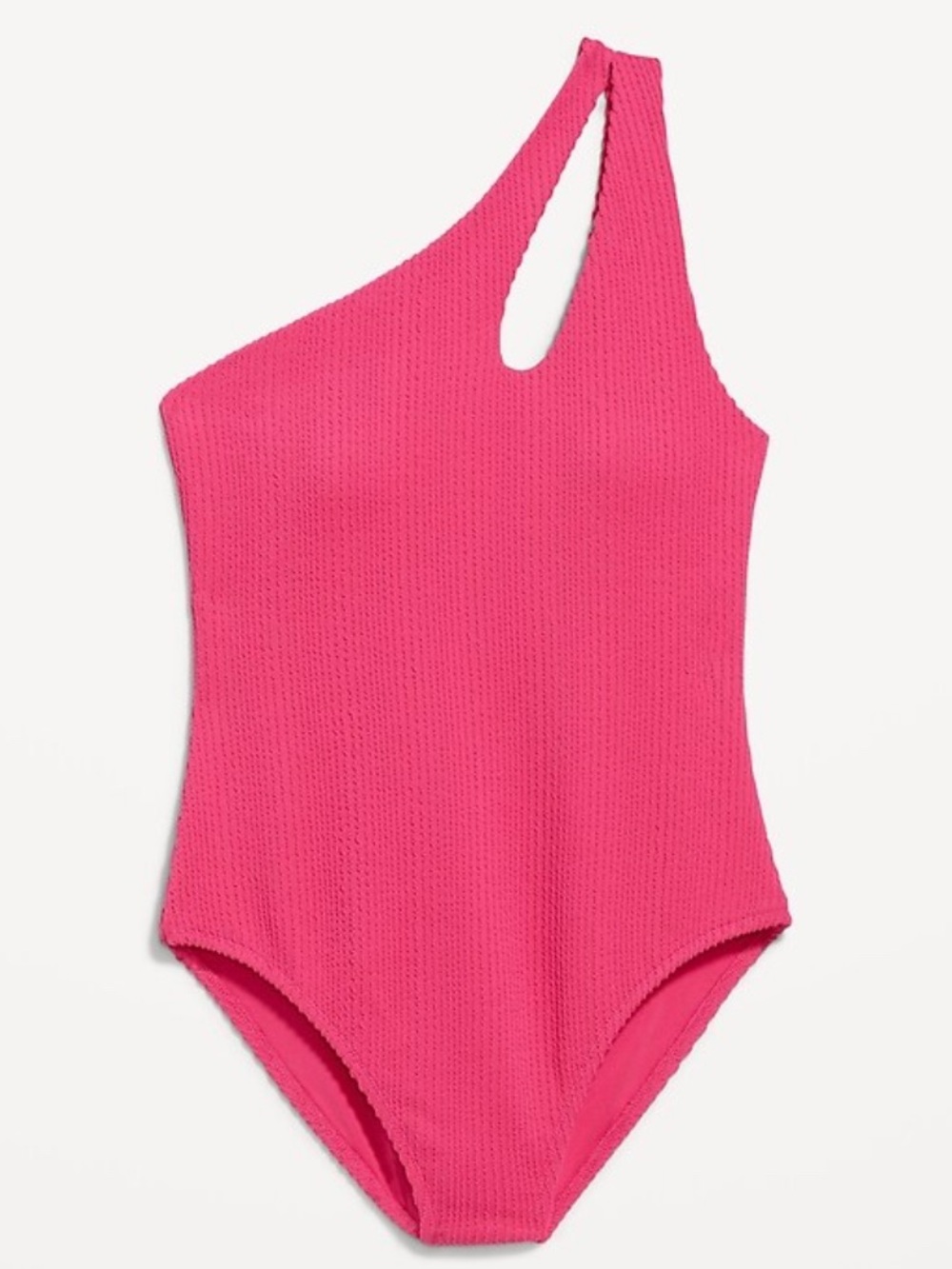 ONE SHOULDER DRAGONFRUIT PINK ONE PIECE Cutout Ribbed Pucker Swimsuit OLD NAVY